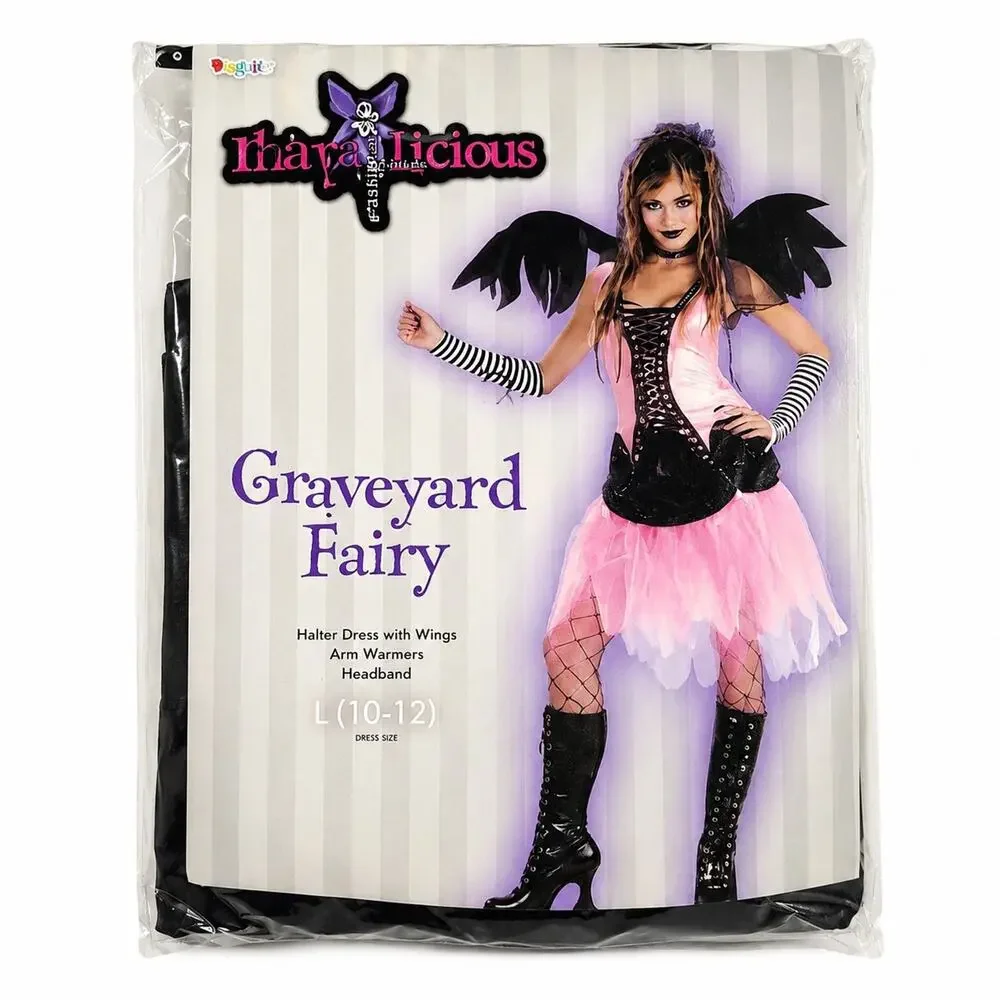 Disguise Costume Graveyard Fairy Pink/Black Youth 7-9 Gothic Halloween